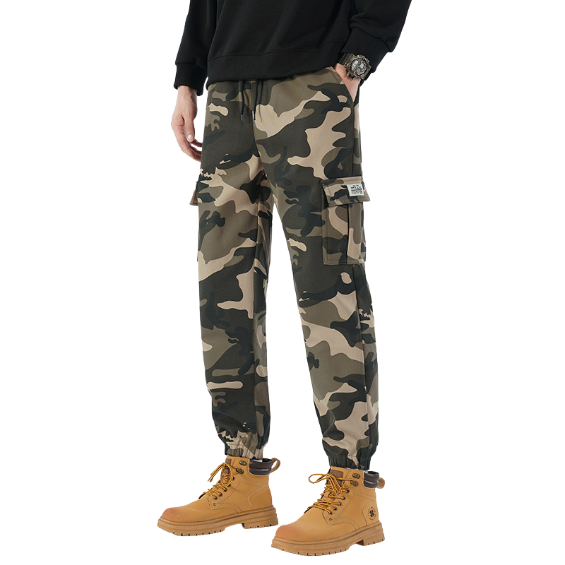 Camo cargo pants with drawstring