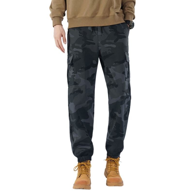 Camo cargo pants with drawstring
