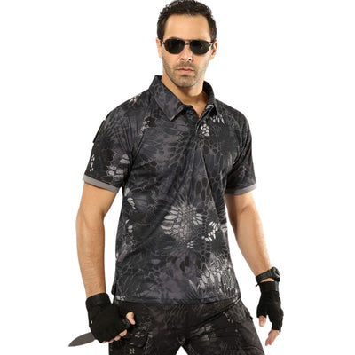 Camo polo shirt with velcro patch