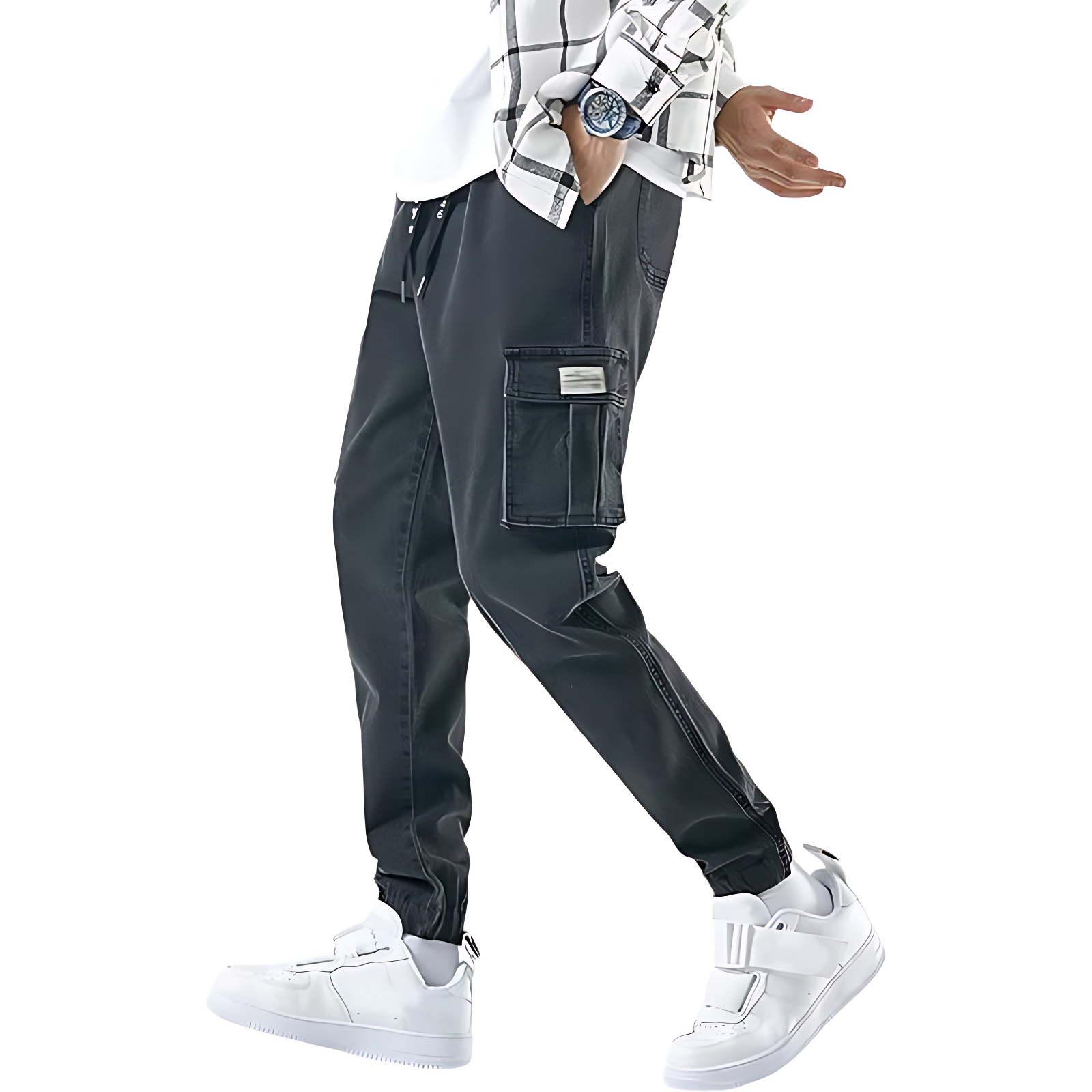 Denim combat trousers