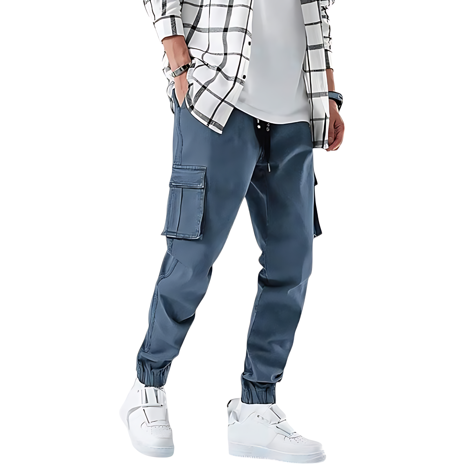 Denim combat trousers