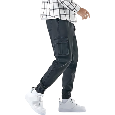 Denim combat trousers