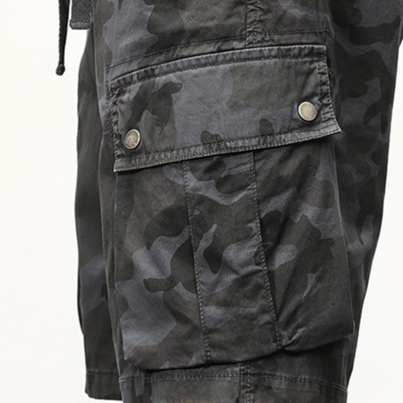 Drawstring Camo Cargo Shorts
