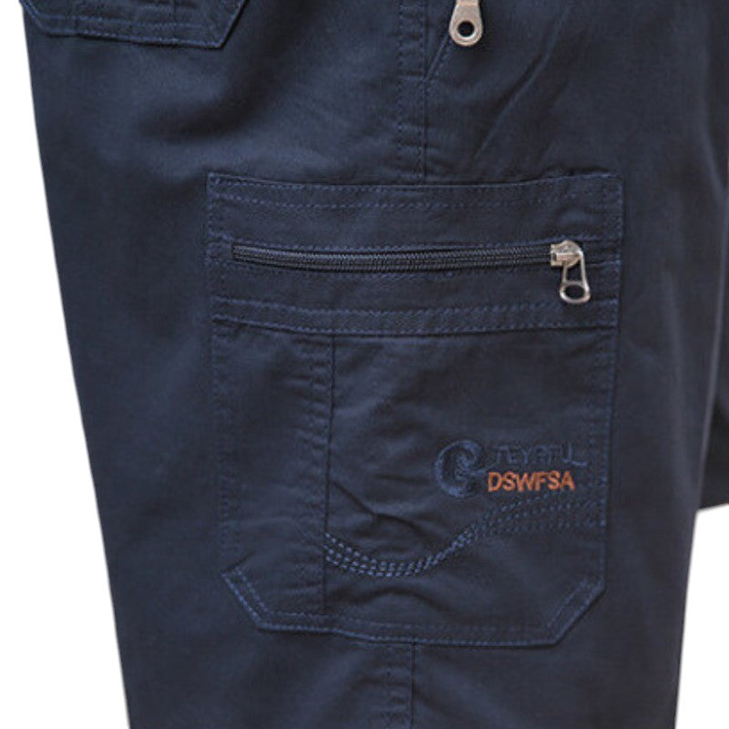 Drawstring tactical zipper cargo shorts