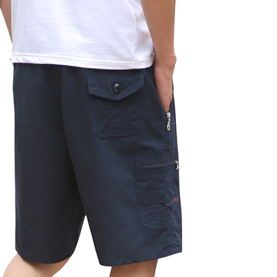 Drawstring tactical zipper cargo shorts