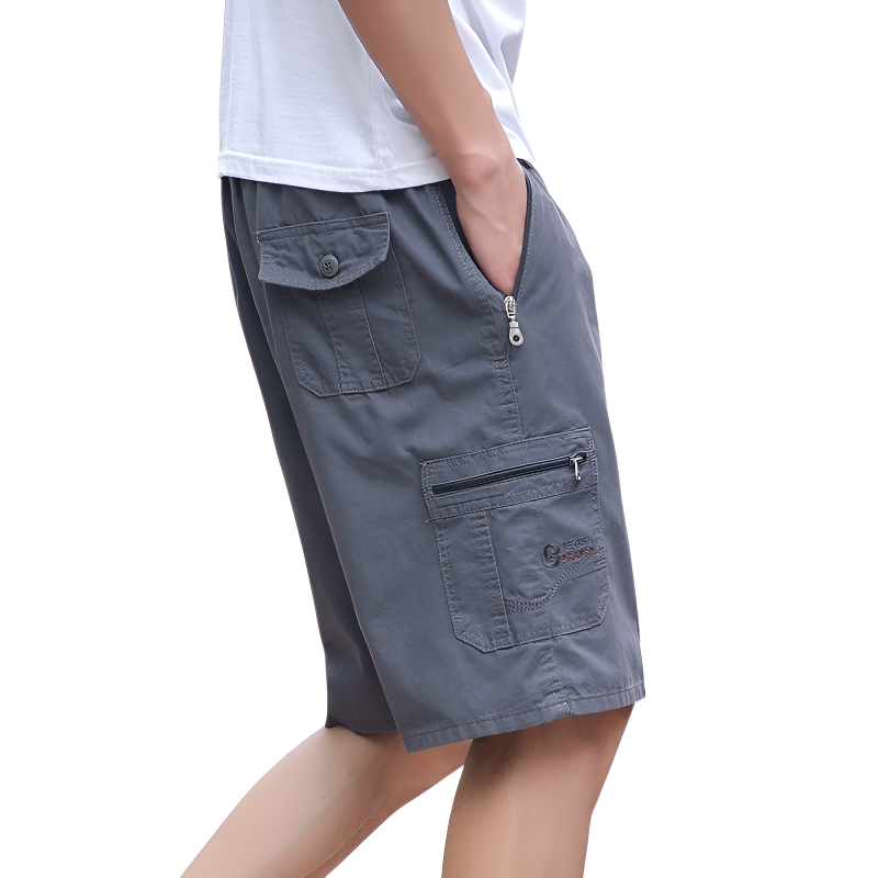 Drawstring tactical zipper cargo shorts