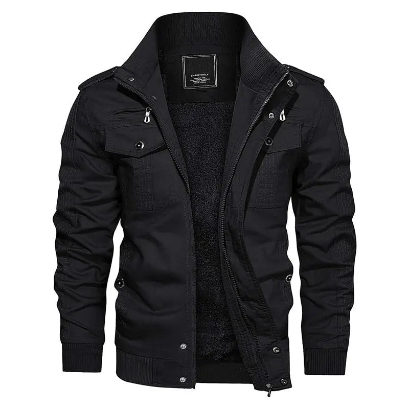 Fleece military navy jacket