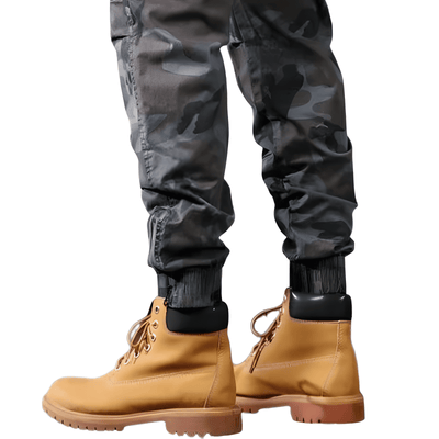 Grey camouflage trousers