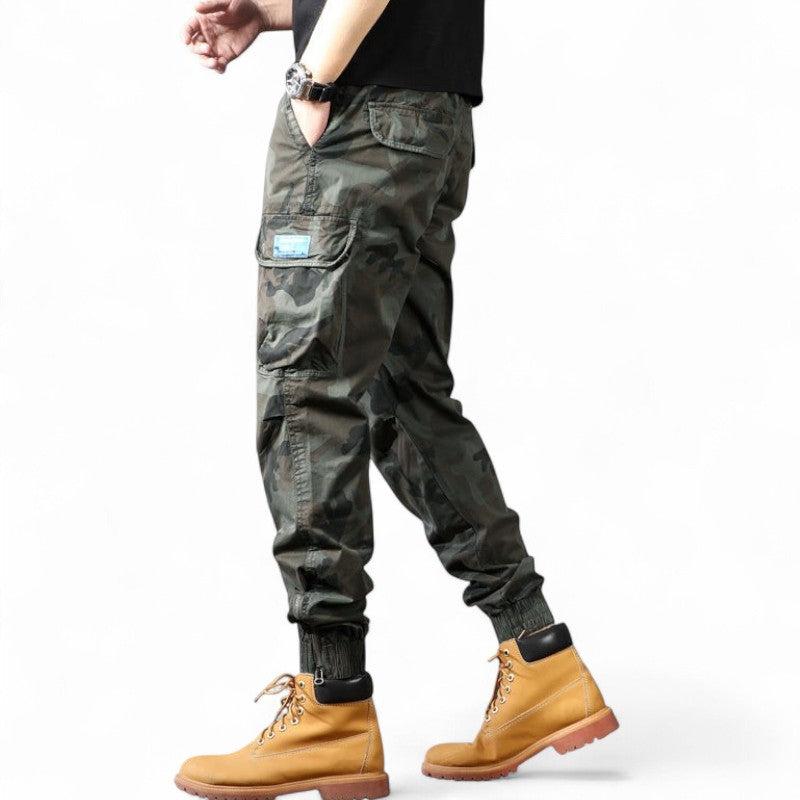 Grey camouflage trousers