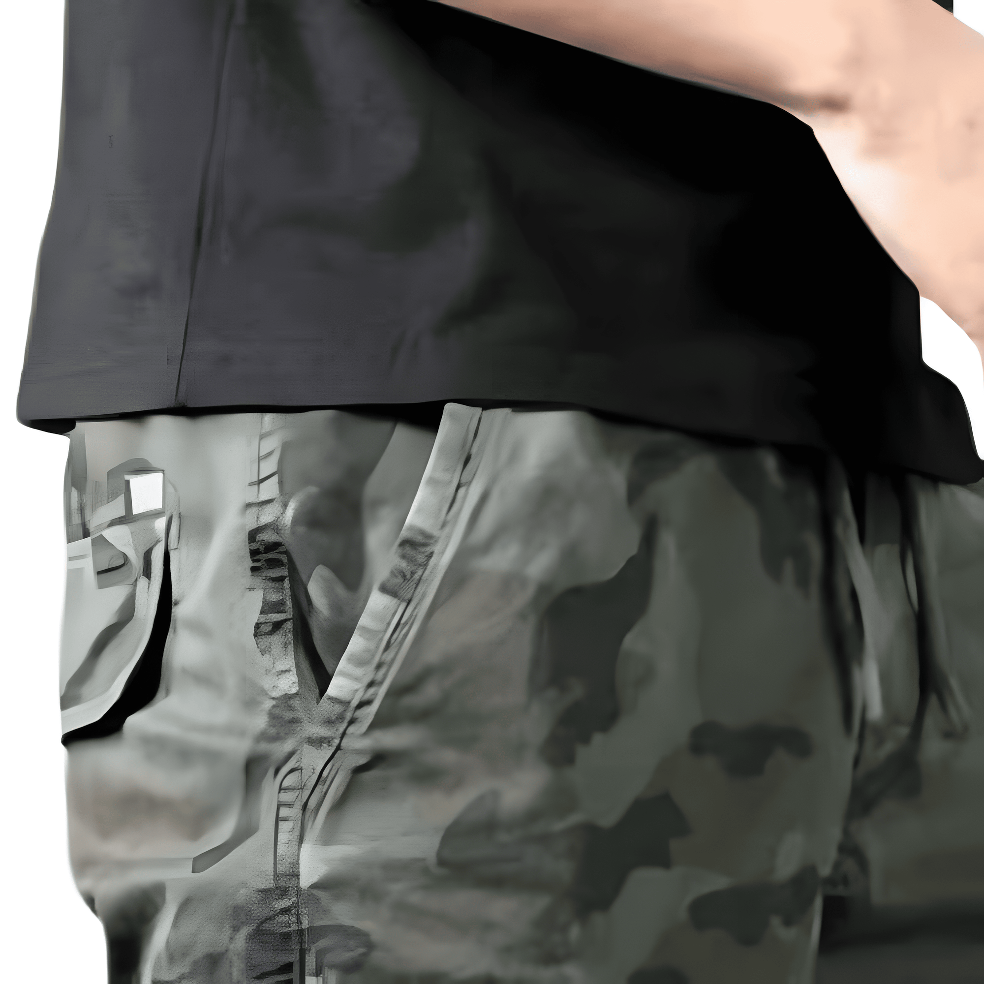 Grey camouflage trousers