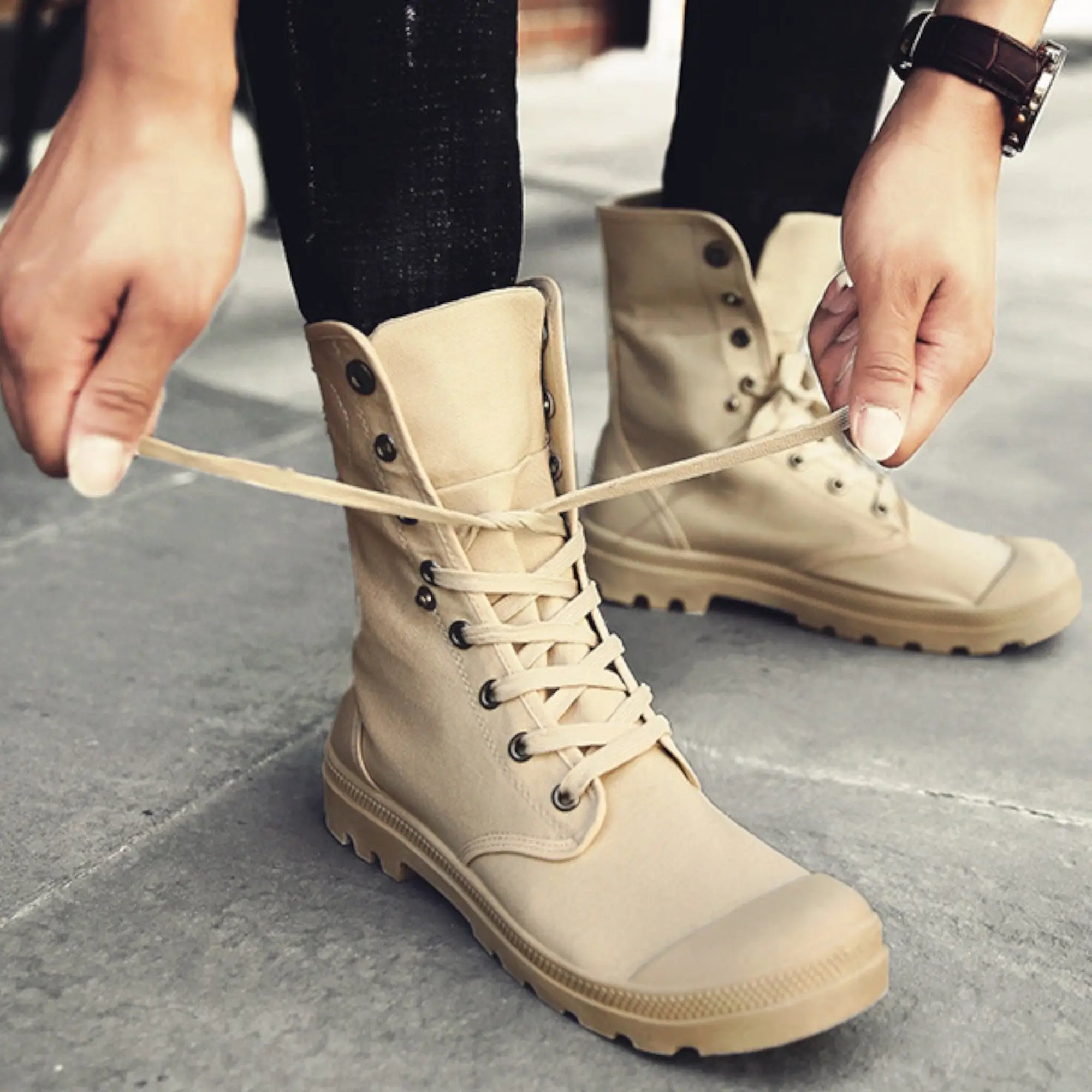 Hunter canvas desert commando boots