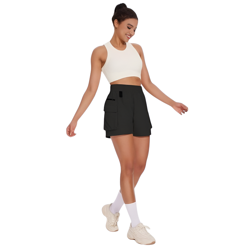 Ladies cargo shorts with elastic waist