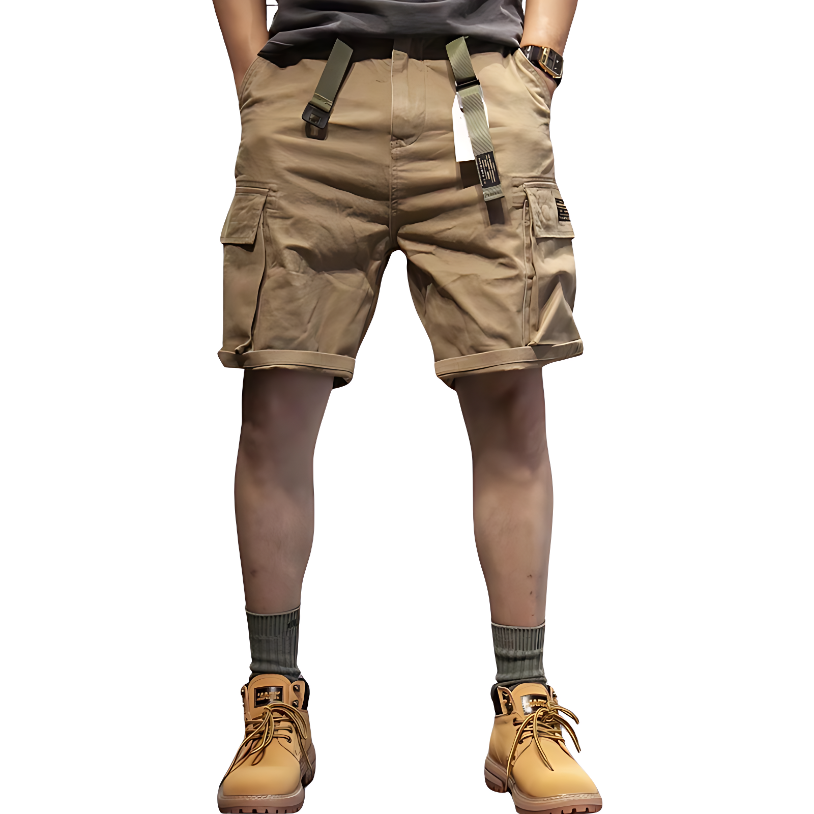 Men’s belted cargo shorts
