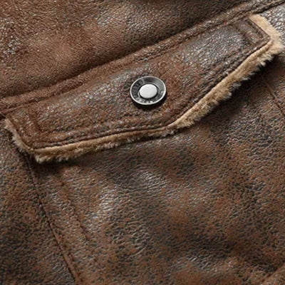 Men’s Faux Leather Military Jacket