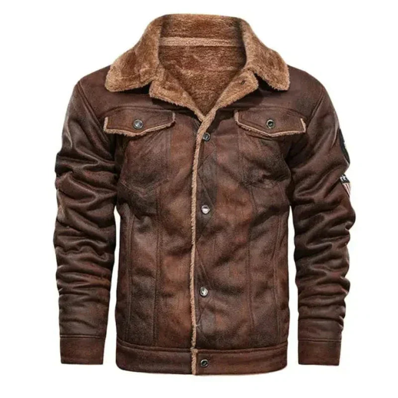 Men’s Faux Leather Military Jacket