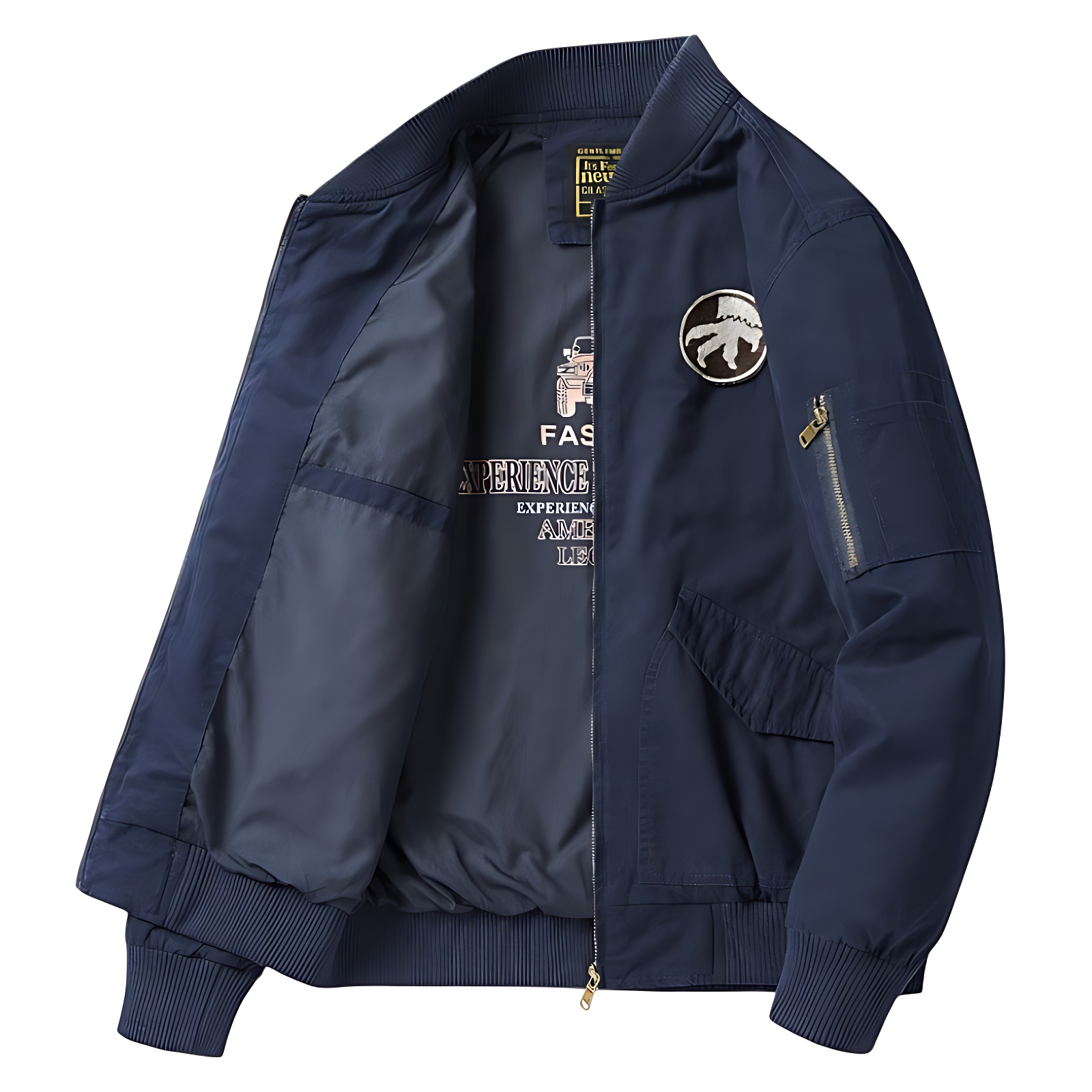 Military bomber jacket with patches