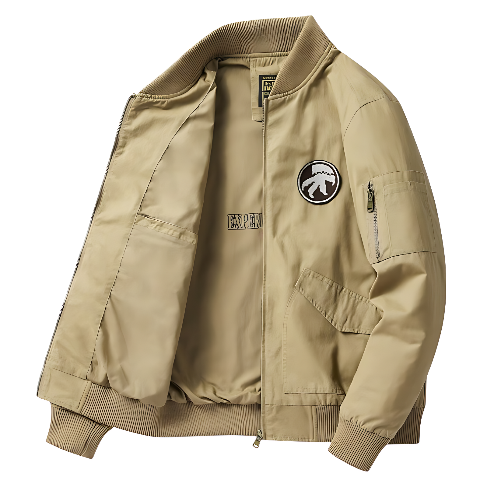 Military bomber jacket with patches