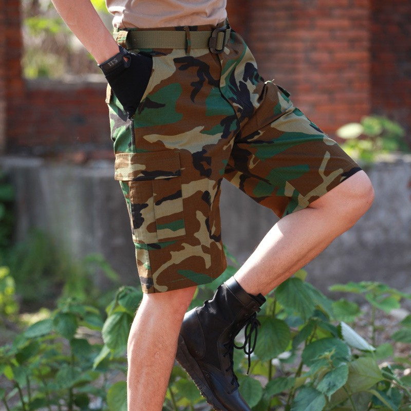 Military camo cargo shorts