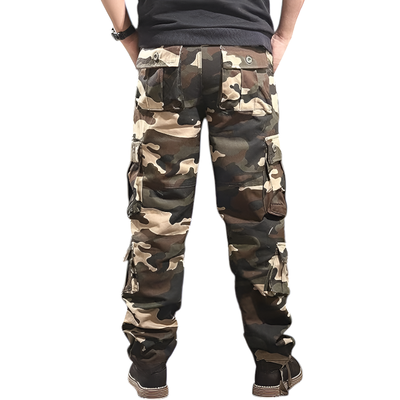 Military camo eight-pocket cargo pants