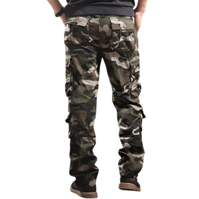 Military camo eight-pocket cargo pants