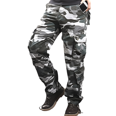 Military camo eight-pocket cargo pants