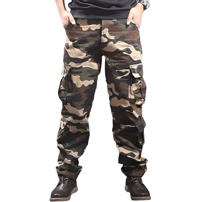 Military camo eight-pocket cargo pants