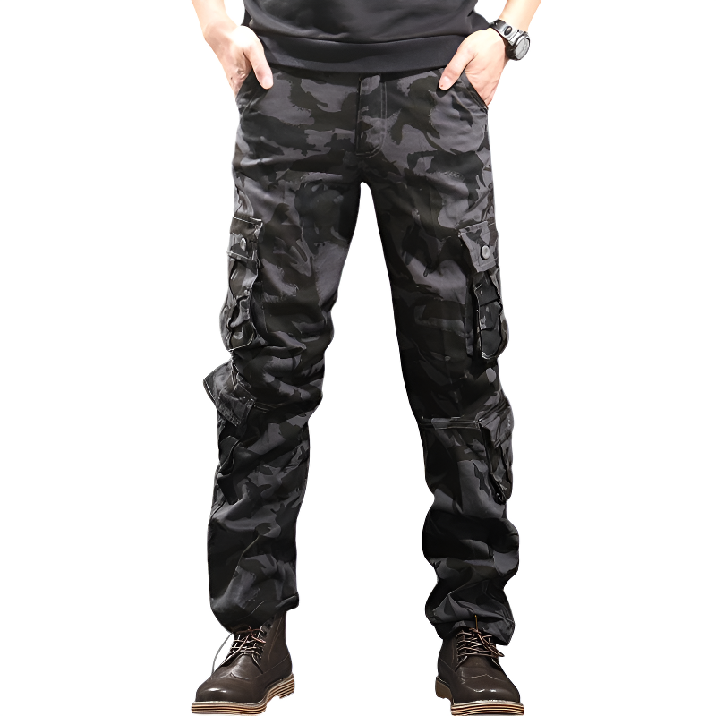 Military camo eight-pocket cargo pants