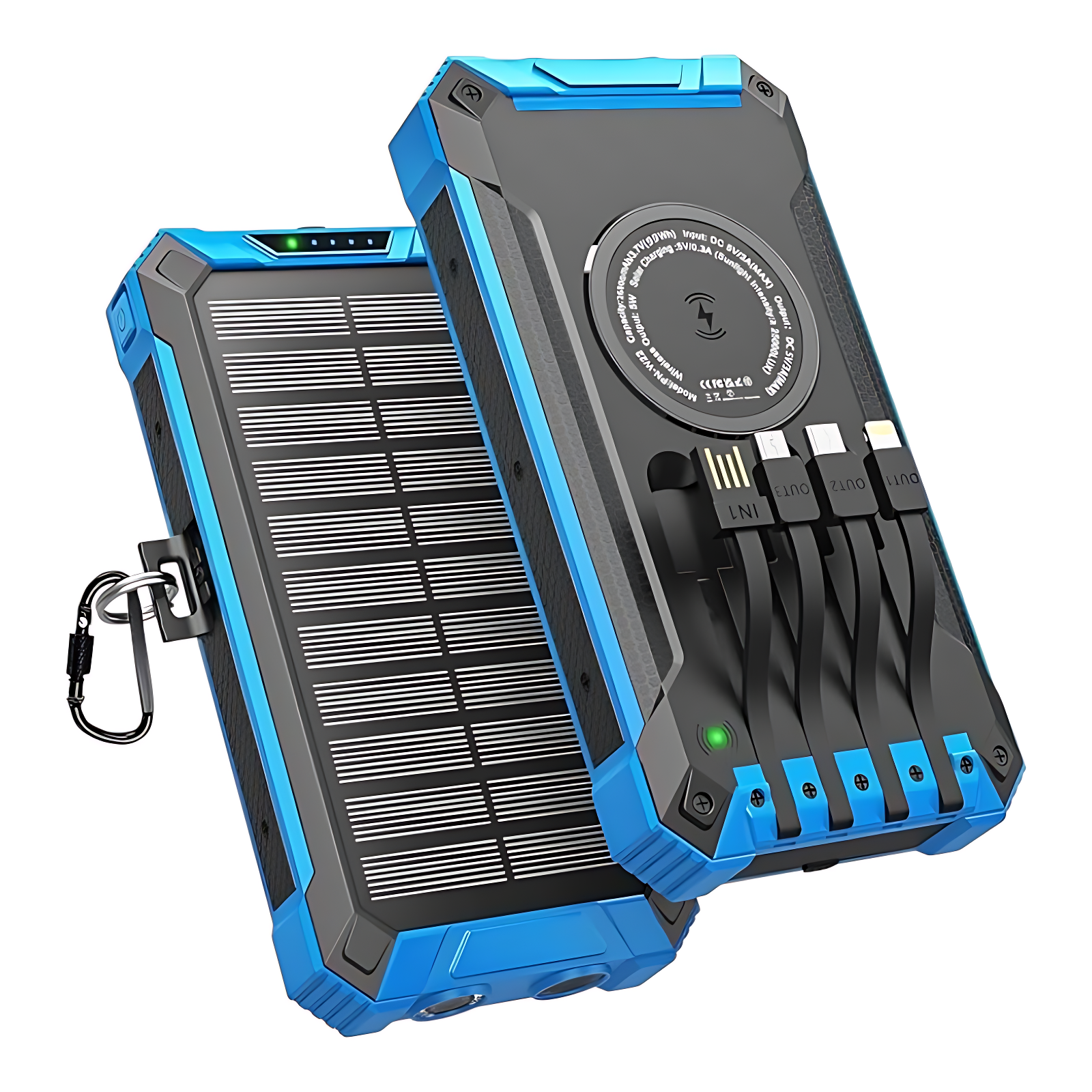 Solar Powered Power Bank with Cable