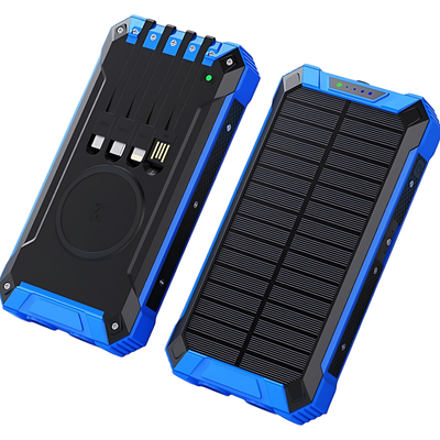 Solar Powered Power Bank with Cable
