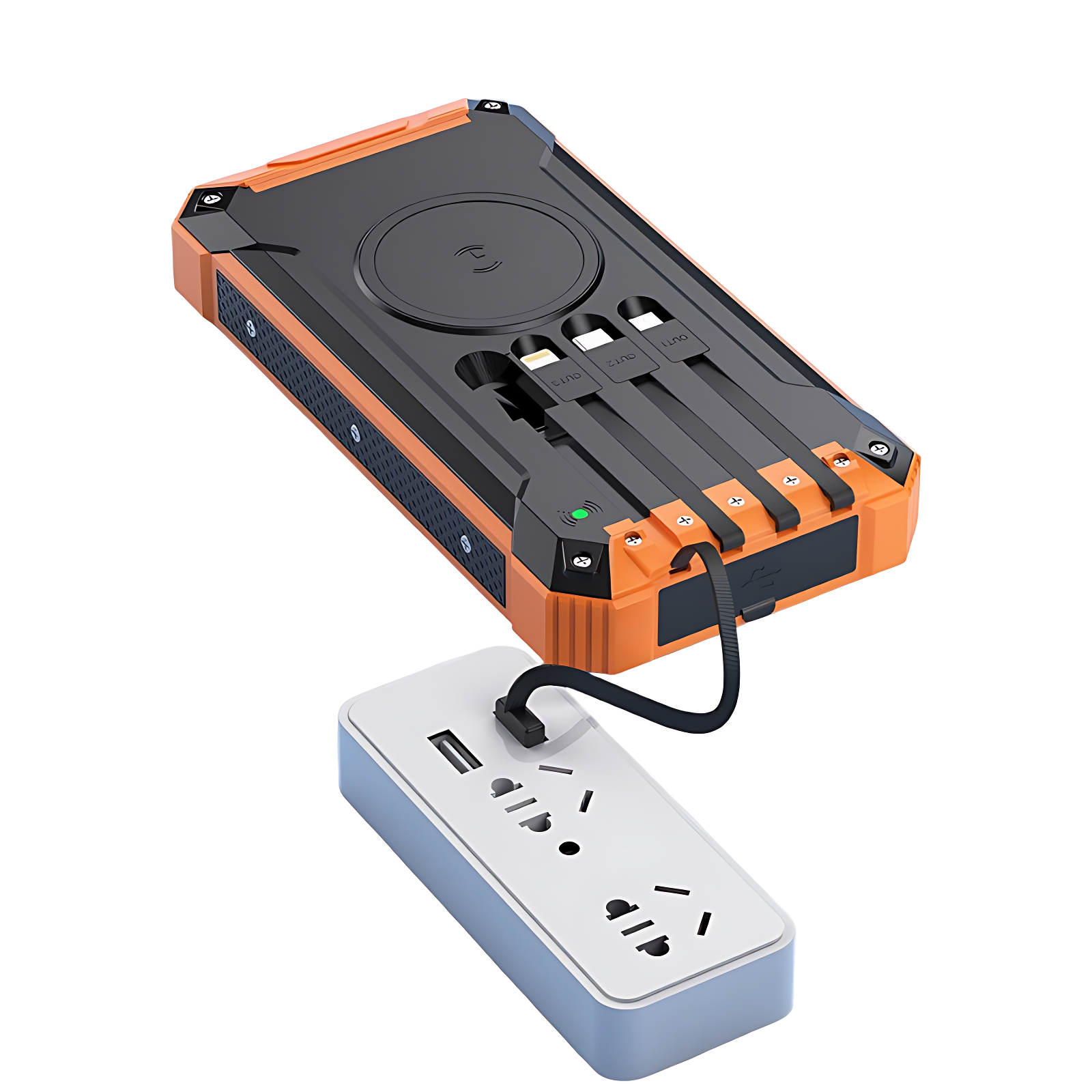 Solar Powered Power Bank with Cable