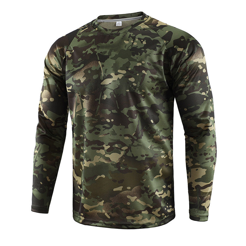 US style long sleeve tactical military army t-shirt woodland camo