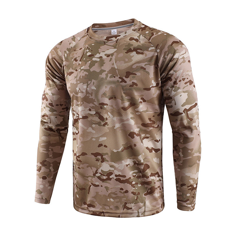 US style long sleeve tactical military army t-shirt woodland camo