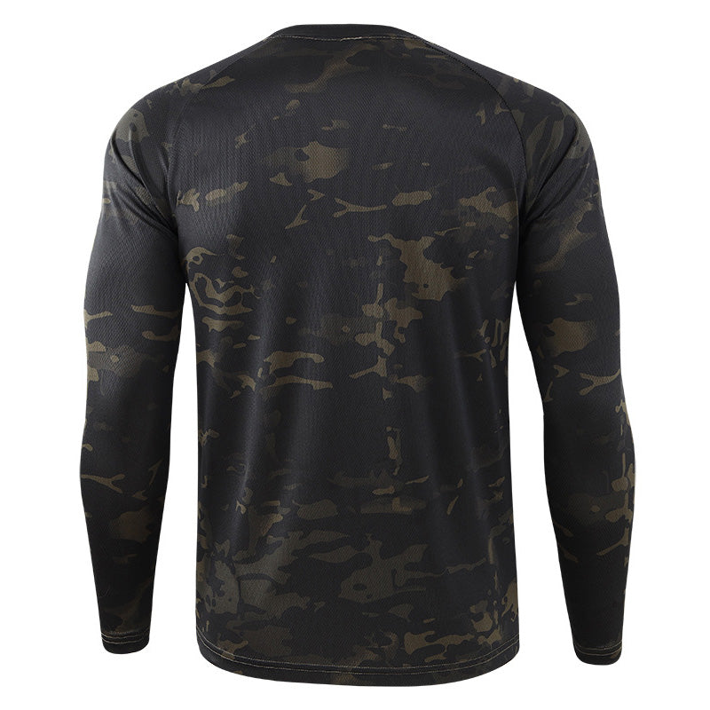 US style long sleeve tactical military army t-shirt woodland camo
