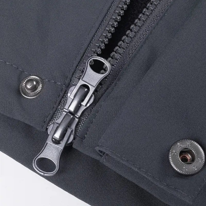 Zip front and hook-and-loop cuffs