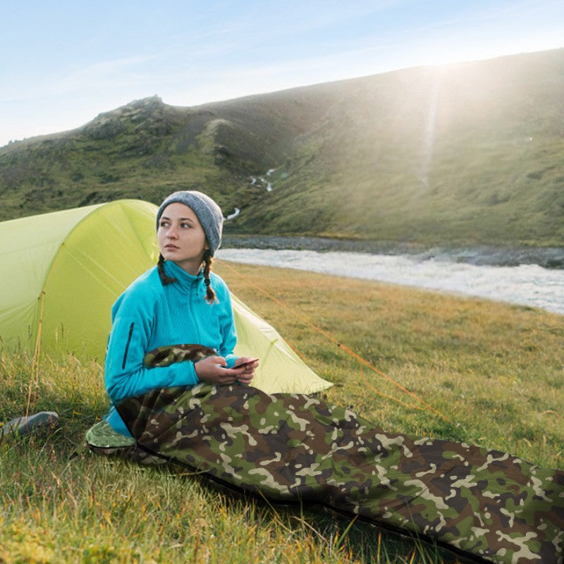 Warm camo sleeping bag