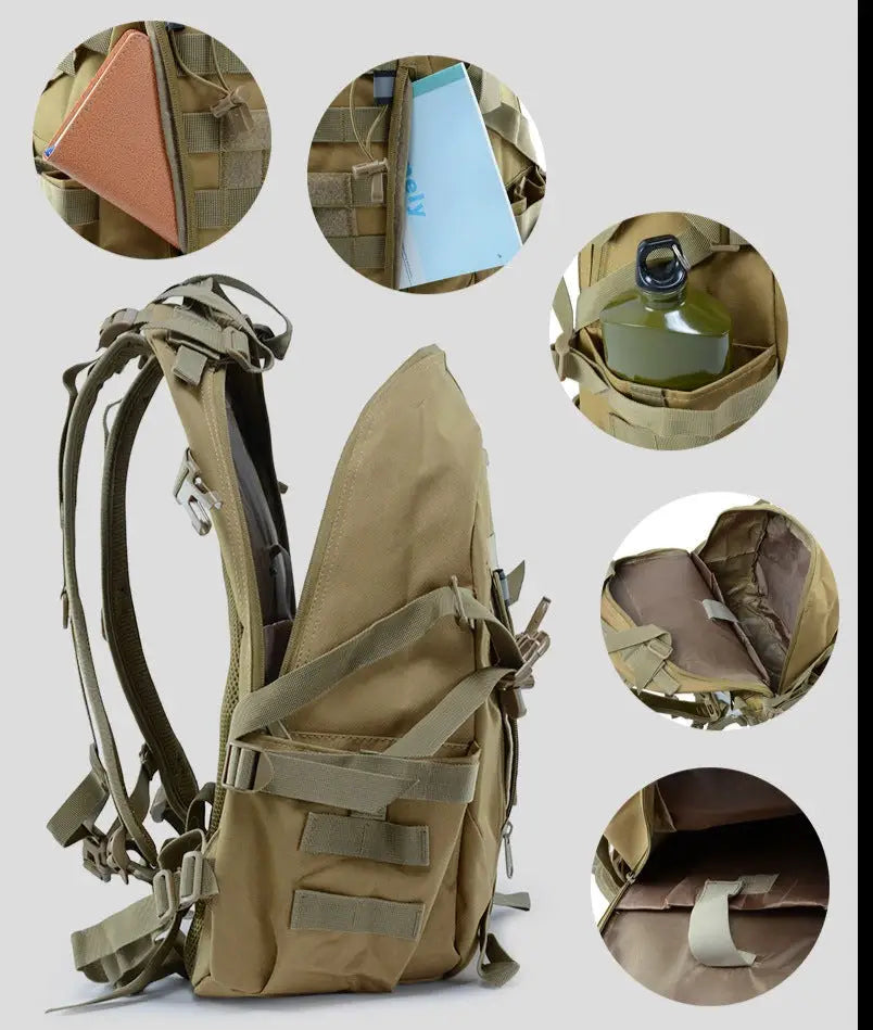 Khaki military backpack