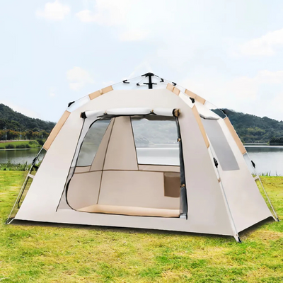Automatic camping tent with awning