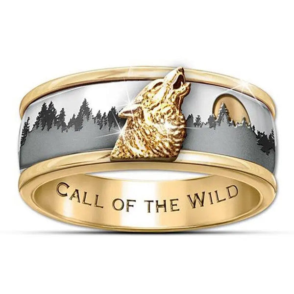 Mens wolf ring
