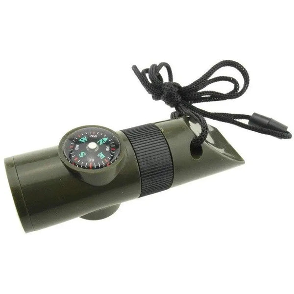 Survival whistle with compass