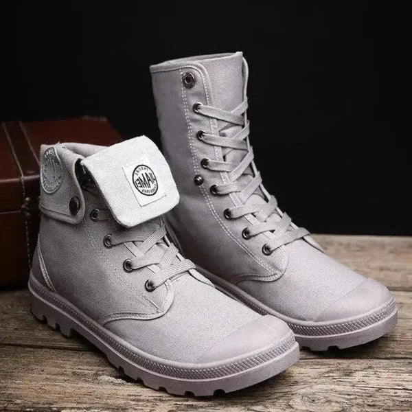 Canvas military boots