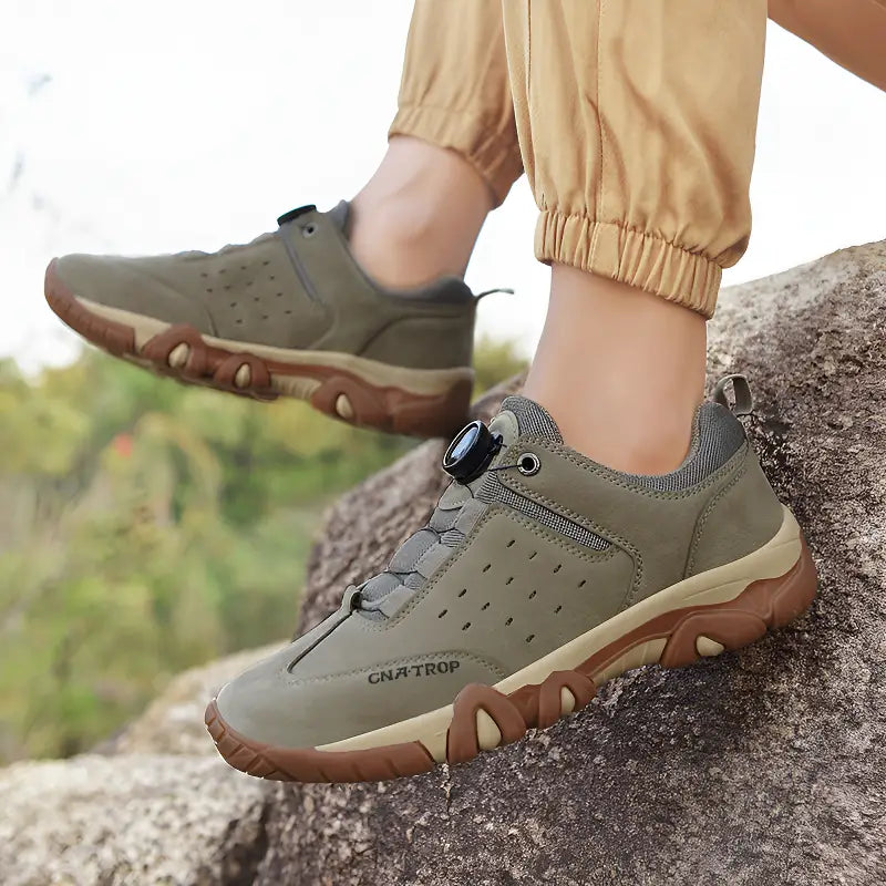 Suede hiking shoes