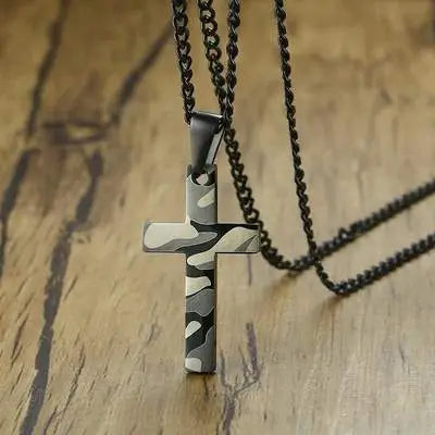 Camo cross necklace
