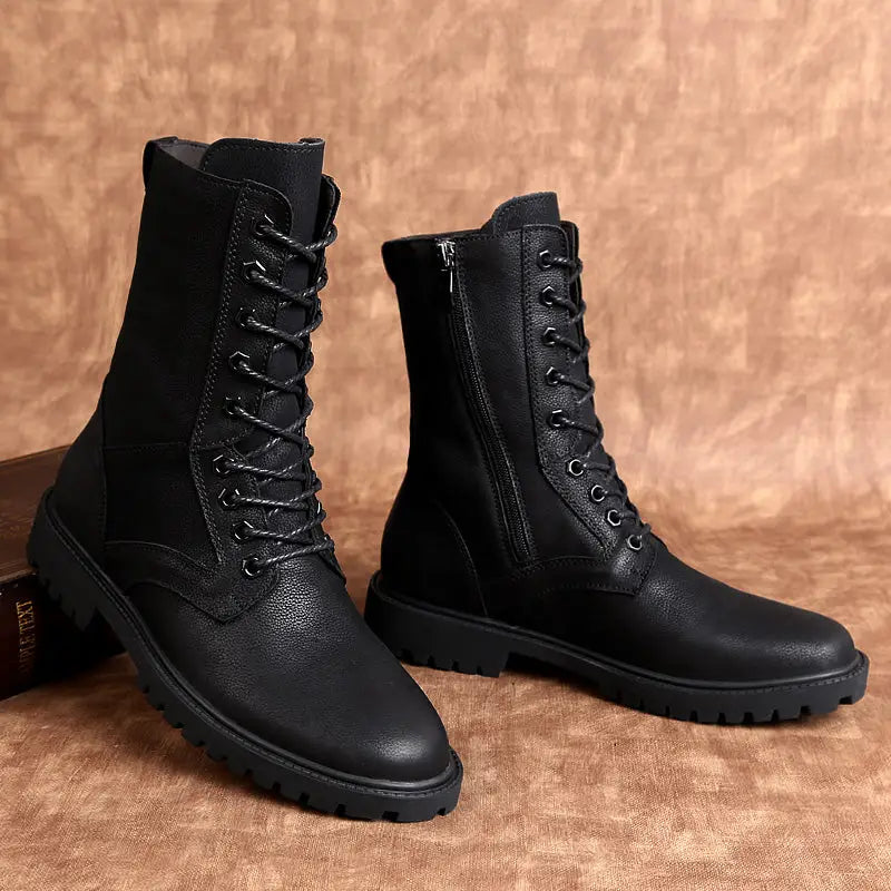 Mens black military boots