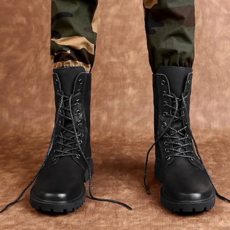 Mens black military boots