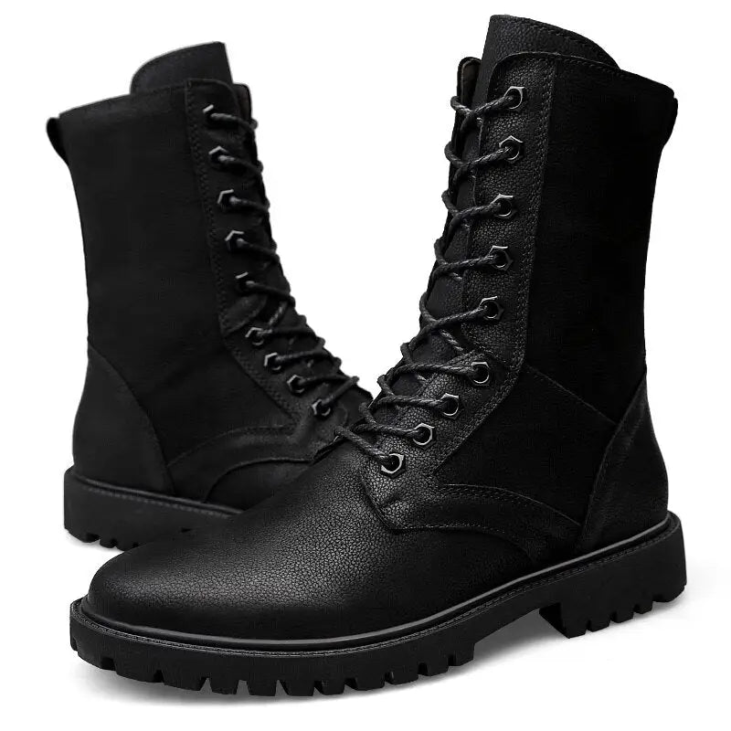 Mens black military boots