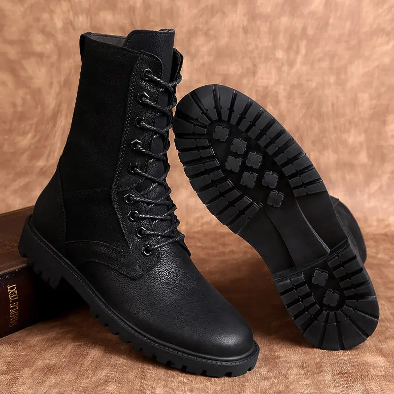 Mens black military boots