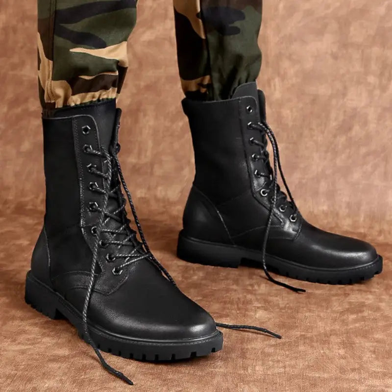 Mens black military boots