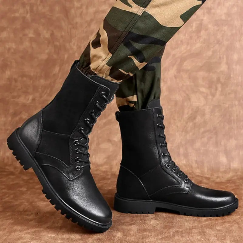 Mens black military boots