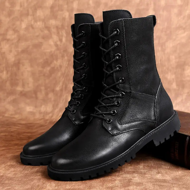 Mens black military boots