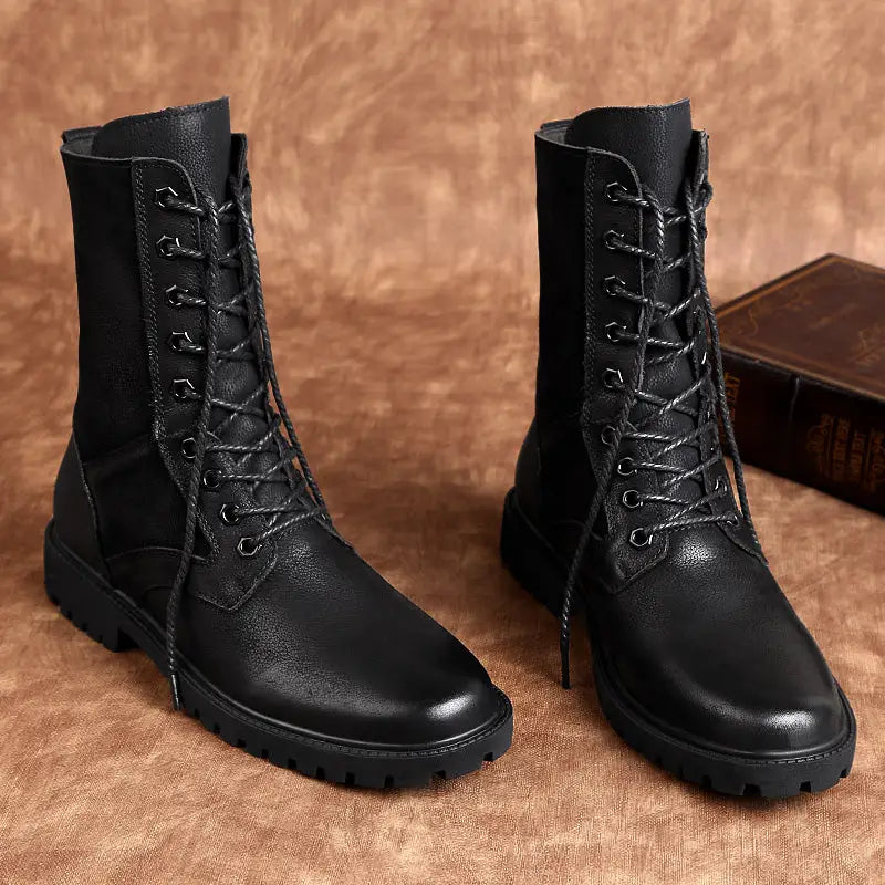 Mens black military boots